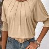 Comfortable And Versatile Women's Half Sleeve Blouse - Apricot Color