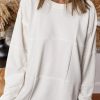 White Solid Color Patchwork Drop Shoulder Baggy Sweatshirt