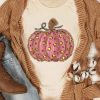 Khaki Cheetah Pumpkin Print Round Neck T Shirt