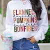 Beige FLANNELS PUMPKINS BONFIRES Graphic Drop Shoulder Sweatshirt