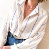 Effortlessly Chic: Loose Fit Button-Up Shirt With Drop Shoulder Design