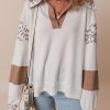 Stylish Fall Fashion: Casual White Waffle Top With Side Slits