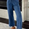 Sail Blue Mineral Wash Drawstring Waist Loose Straight Denim Pants