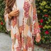 White Boho Patchwork Floral Open Front Kimono