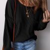 Relaxed And Trendy: Women's Casual Black Long Sleeve Top