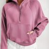 Phalaenopsis Fleece Lined Zip Up Stand Collar Thumbhole Sleeve Sweatshirt