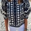 Chic And Sophisticated Back Buttoned Blouse - Summer Floral Print