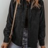 Black Flap Pocket Buttons Collared Jean Jacket