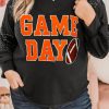 Black Game Day Rugby Football Graphic Sequin Patchwork Sleeve Plus Size Top