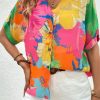 Chic And Comfortable Women's Summer Shirt - V-Neck, Multicolor Floral Print