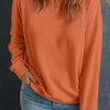 Orange Solid Classic Crewneck Pullover Sweatshirt