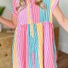 Easy To Wear And Polished Look - Multicolour Colorblock Striped Mini Dress