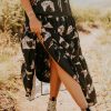 Black Western Print Tiered Ruffled High Waist Maxi Skirt