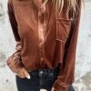 Versatile Fall Shirt: Comfortable Velvet Fabric And Trendy Pocket Detail