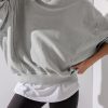 Gray Exposed Seam Batwing Sleeve Drop Shoulder Sweatshirt