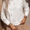 Versatile Long Sleeve Hooded Sweatshirt - White With Drawstring