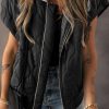 Stay Cozy In Style: Women's Hooded Zip-Up Puffer Vest, Black