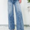 Dusk Blue Central Seamed Wide Leg High Waist Jeans