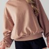 Chestnut Exposed Seam Batwing Sleeve Drop Shoulder Sweatshirt