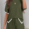 Vineyard Green Contrast Trim Tee And Shorts Set