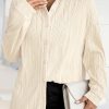 Apricot Solid Textured Buttoned Turn Down Collar Shirt