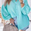 Easy Fashion: Loose Fit Buttoned Shirt With Casual Style - Iceland Blue