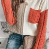 Cozy And Trendy Women's Fall Sweater - Gold Flame Colorblock