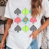 White Western Spades Graphic Round Neck T Shirt