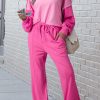 Coordinated Casual Wear: Round Neck Pullover And Wide-Leg Joggers In Bonbon Color