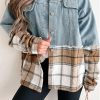 Relaxed Fit Long Sleeve Jacket - Casual Style With Denim And Plaid Detailing