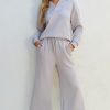 Chic And Comfortable Women's Casual Set - Light Grey Solid Textured