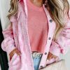 Chic And Casual Women's Geometric Print Shacket - Pink