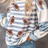 Glamorous Women's Sweatshirt: Rugby Football Patterns And Sequin Details