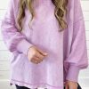 Orchid Petal Mineral Wash Drop Shoulder Pullover Sweatshirt