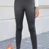 Dark Grey Fleece Lined Thermal Knit Ankle High Waist Leggings