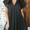 Comfortable Short Sleeve Black Mini Dress - Ideal For Summer