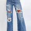 Ashleigh Blue Acid Wash Distressed Wide Leg High Waist Jeans