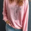 Pink Faith Graphic Studded Pullover Sweatshirt