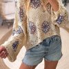 Relaxed Fit Sweater With Eyelet Details - Perfect For Spring