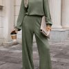 Laurel Green Solid Ribbed Knit Keyhole Back High Waist Jumpsuit