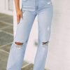 Beau Blue Vintage Light Wash Distressed Flare Jeans