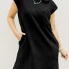 Casual And Stylish Women's Summer T-Shirt Dress - Solid Black