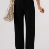 Black Textured Loose Drawstring Pants