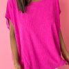 Elegant And Versatile Solid Color T-Shirt For Women - Rose Red