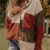 Versatile Women's Casual Jacket: Colorblock Design With Unique Patched Pocket