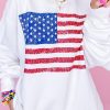 Casual And Comfortable Women's Winter Essential - White Drop Shoulder Sweatshirt With Flag Graphic