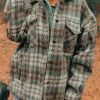 Casual Winter Outerwear: Plaid Print Jacket With Functional Pockets