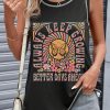 Stylish Round Neck Graphic Tank Top - Ideal For Casual Summer Look