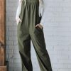 Jungle Green Solid Pocketed Loose Fit Corduroy Overall