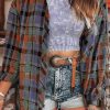 Versatile Vintage Style: Comfortable Loose Fit Plaid Shirt For Women